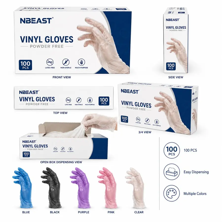 Vinyl gloves for food service and light use